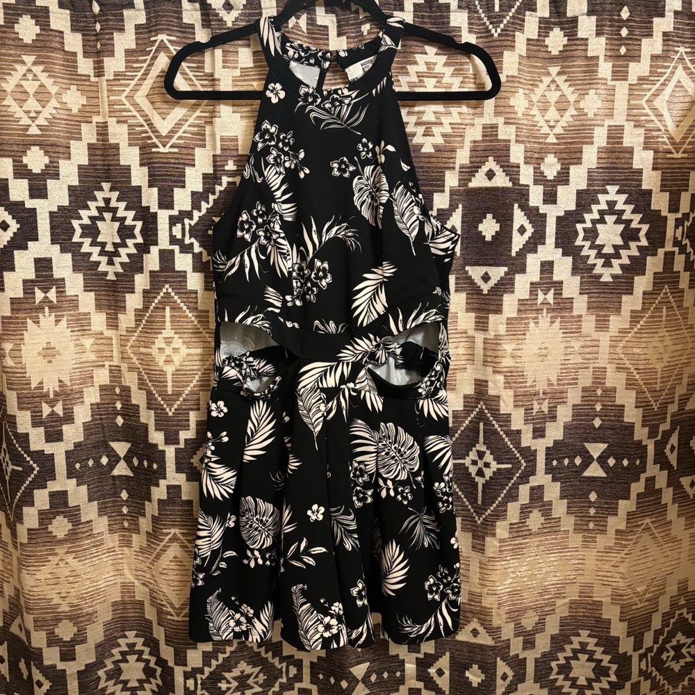 Elegant Black and White Floral Romper